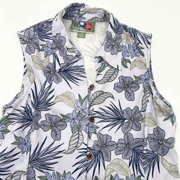 Hilo Hattie Womens Silk Top Size XSmall Tropical Sleeveless Lavender Hawaiian - Picture 6 of 10